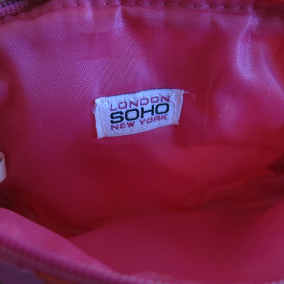 London Soho New York Make Up/Cosmetic Bag with Zipper Pink/Orange Stripe - Picture 3 of 3